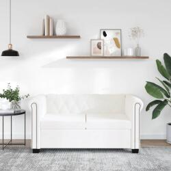 vidaXL Canapea Chesterfield cu 2 locuri, piele artificiala, alb GartenMobel Dekor (242371) Canapea