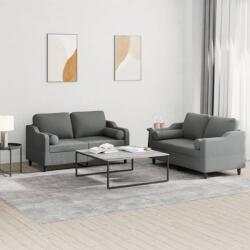 vidaXL Set de canapele cu perne, 2 piese, gri închis, material textil GartenMobel Dekor (3201819) Canapea