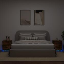 vidaXL Noptiere cu lumini LED, 2 buc. , stejar fumuriu, lemn prelucrat GartenMobel Dekor (836744)