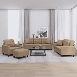 vidaXL Set de canapele cu perne, 4 piese, cappuccino, piele ecologica GartenMobel Dekor (3201357) Canapea