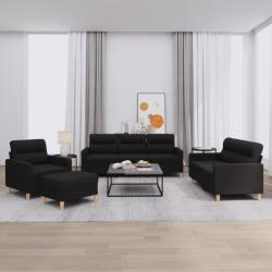 vidaXL Set de canapele cu perne, 4 piese, negru, textil GartenMobel Dekor (3201548) Canapea