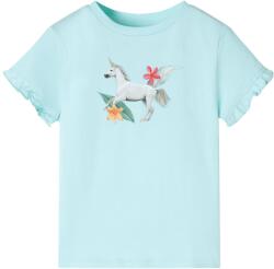 vidaXL Tricou copii cu maneci scurte, turcoaz deschis, 116 GartenMobel Dekor (10691)