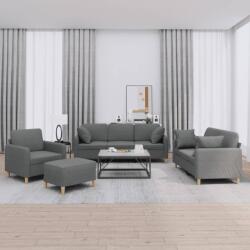 vidaXL Set de canapele cu perne, 4 piese, gri închis, material textil GartenMobel Dekor (3202079) Canapea
