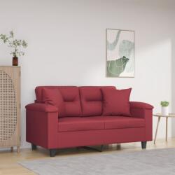 vidaXL Canapea cu 2 locuri cu pernute, rosu vin 120 cm piele ecologica GartenMobel Dekor (3200986) Canapea