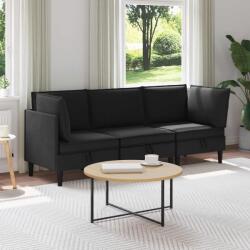 vidaXL Set de mobilier pentru living 3 pcs Negru Tesatura GartenMobel Dekor (3413808) Canapea