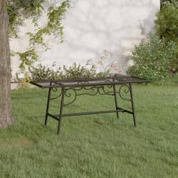 vidaXL Banca de copac, negru, 110 cm, otel GartenMobel Dekor (318827)