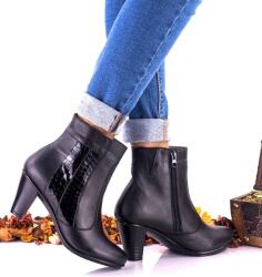 Ciucaleti LUX Botine dama negre din piele naturala croco toc 6cm MVS64N, marimea 38