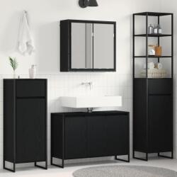 vidaXL Set de mobilier pentru baie cu raft Stejar Negru Lemn compozit GartenMobel Dekor (3403046)