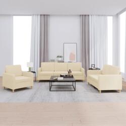 vidaXL Set de canapele cu perne, 3 piese, crem, textil GartenMobel Dekor (3202056) Canapea