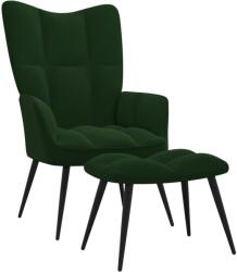 vidaXL Scaun de relaxare cu taburet, verde închis, catifea GartenMobel Dekor (328086)