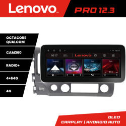 Lenovo Navigatie Honda Civic 2005-2011 Lenovo PRO 12.3 QLED Android 4G 4+64GB (KIT-044+PRO-12.3-4+64+KIT-10-9)