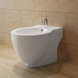 vidaXL Bideu rotund pe pardoseala, ceramica calitate superioara, alb GartenMobel Dekor (140665)
