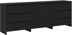 vidaXL Bufet cu sertar 3 pcs Negru 70 x 41 x 75 cm Lemn compozit GartenMobel Dekor (3332501) Comoda