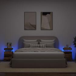 vidaXL Noptiere, 2 buc cu LED lemn învechit 35x39x55 cm lemn prelucrat GartenMobel Dekor (857655)
