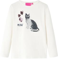 vidaXL Tricou de copii cu maneci lungi, ecru, 128 GartenMobel Dekor (14092)