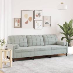 vidaXL Canapea cu 3 locuri cu pernute, gri deschis, 210 cm, catifea GartenMobel Dekor (3278239) Canapea