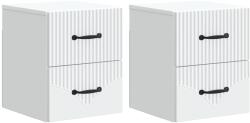 vidaXL Set 2 noptiere suspendate albe cu 2 sertare, 34, 5 x 33 x 40 cm (898976)