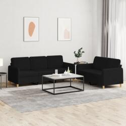 vidaXL Set de canapele cu perne, 2 piese, negru, textil GartenMobel Dekor (3202122) Canapea