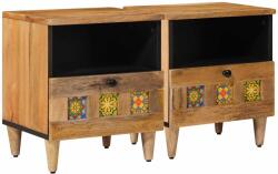 vidaXL Set 2 noptiere din lemn masiv de mango, cu sertar, 40x33x46 cm (4018267)