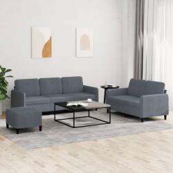 vidaXL Set de canapele, 3 piese, gri închis, catifea GartenMobel Dekor (3202025) Canapea