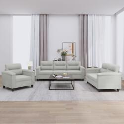 vidaXL Set de canapele cu perne, 3 piese, gri deschis, microfibra GartenMobel Dekor (3202291) Canapea