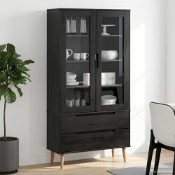 vidaXL Dulap cu Vitre Negru 90 x 35 x 175 cm GartenMobel Dekor (42020945) Biblioteca