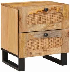 vidaXL Noptiera din lemn masiv de mango cu 2 sertare, 40x33x46 cm, natural (4018042)