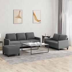 vidaXL Set de canapele cu perne, 3 piese, gri închis, textil GartenMobel Dekor (3201469) Canapea