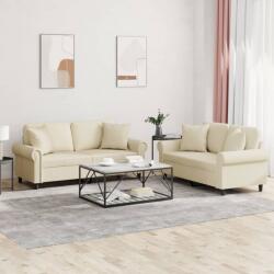 vidaXL Set de canapele cu perne, 2 piese, crem, piele ecologica GartenMobel Dekor (3202161) Canapea