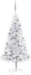 vidaXL Brad Craciun pre-iluminat cu set globuri, argintiu, 120 cm, PET GartenMobel Dekor (3077694)