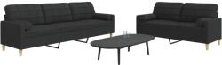 vidaXL Set de canapele cu perne decorative, 2 piese, negru, textil GartenMobel Dekor (3278339) Canapea