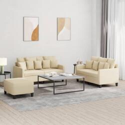 vidaXL Set de canapele cu perne, 3 piese, crem, textil GartenMobel Dekor (3201658) Canapea