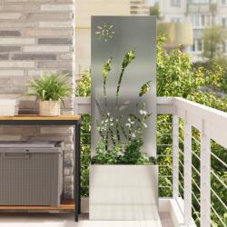 vidaXL Ghiveci de Gradina cu Panou Decorativ Argintiu 50 x 140 cm GartenMobel Dekor (876432)