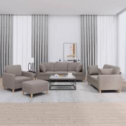 vidaXL Set de canapele cu perne, 4 piese, gri taupe, textil GartenMobel Dekor (3202085) Canapea