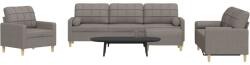 vidaXL Set canapele cu taburet si perne, 4 piese, taupe, textil GartenMobel Dekor (3278318) Canapea