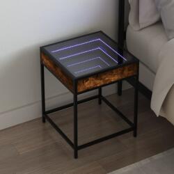 vidaXL Noptiera cu LED infinity, stejar fumuriu, 40x40x51 cm GartenMobel Dekor (3284093)