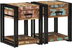 vidaXL Set 2 noptiere rustice din lemn masiv reciclat, 40 x 40 x 50 cm (4016703)