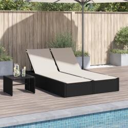 vidaXL Sezlong dublu cu perne, negru, poliratan GartenMobel Dekor (368628)