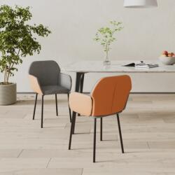 vidaXL Scaune bucatarie, 2 buc. , gri deschis, textil / piele ecologica GartenMobel Dekor (344751)
