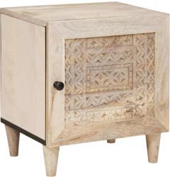 vidaXL Noptiera bej din lemn masiv de acacia, 40 x 33 x 46 cm, model decorativ (4018112)