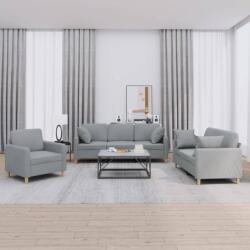 vidaXL Set de canapele cu perne, 3 piese, gri deschis, textil GartenMobel Dekor (3202070) Canapea