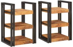 vidaXL Noptiera 2 pcs Maro si negru Lemn de mango solid GartenMobel Dekor (4016731)