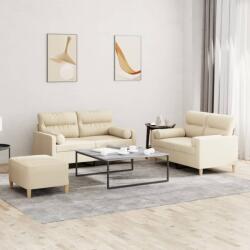 vidaXL Set de canapele cu perne, 3 piese, crem, textil GartenMobel Dekor (3201594) Canapea
