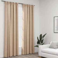 vidaXL Perdele opace aspect panza, carlige, 2 buc. bej, 140x225 cm GartenMobel Dekor (321213)