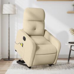 vidaXL Fotoliu electric de masaj rabatabil cu ridicare, crem, textil GartenMobel Dekor (3206830)