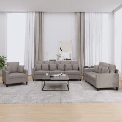 vidaXL Set de canapele cu perne, 3 piese, gri taupe, textil GartenMobel Dekor (3201639) Canapea