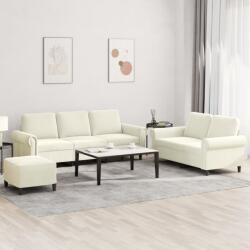 vidaXL Set de canapele cu perne, 3 piese, crem, catifea GartenMobel Dekor (3202268) Canapea