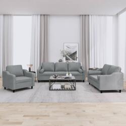 vidaXL Set de canapele cu perne, 3 piese, gri deschis, textil GartenMobel Dekor (3201786) Canapea