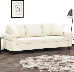 vidaXL Canapea cu 3 locuri cu pernute, crem, 180 cm, catifea GartenMobel Dekor (3200963) Canapea