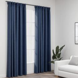 vidaXL Draperii opace aspect in, carlige, 2 buc. , albastru, 140x245 cm GartenMobel Dekor (321182)